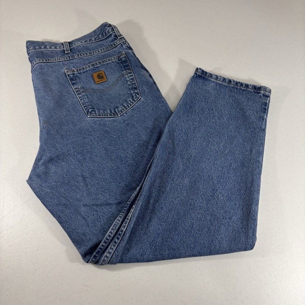 VTG Carhartt B17 DST Men's Tapered Leg Blue Denim Jeans Sz 46x32 GUC!